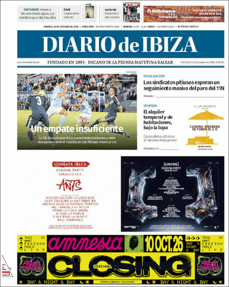 Portada de Diario de Ibiza (Espa&ntilde;a)