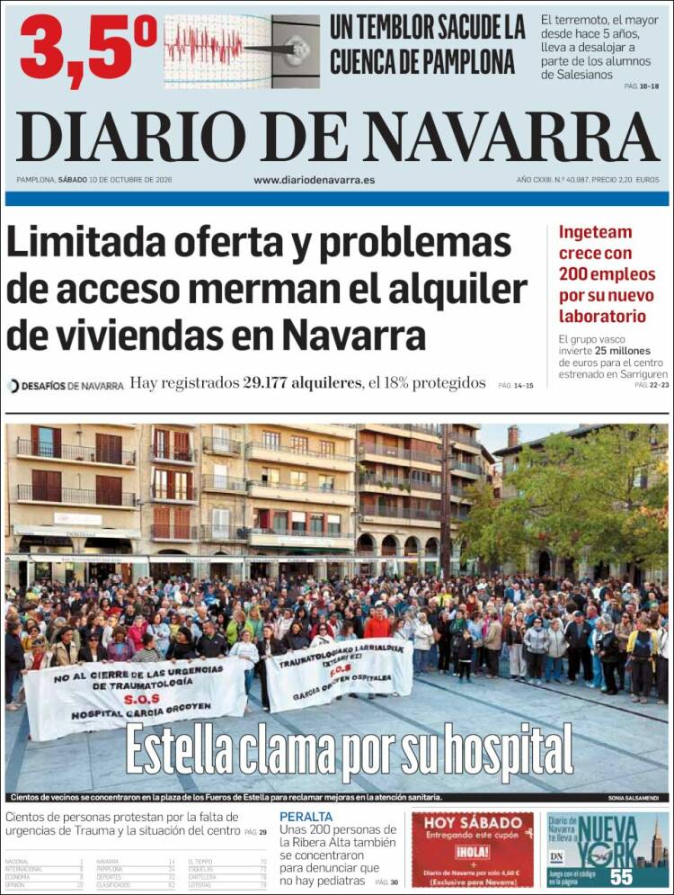 Portada de Diario de Navarra (Espa&ntilde;a)