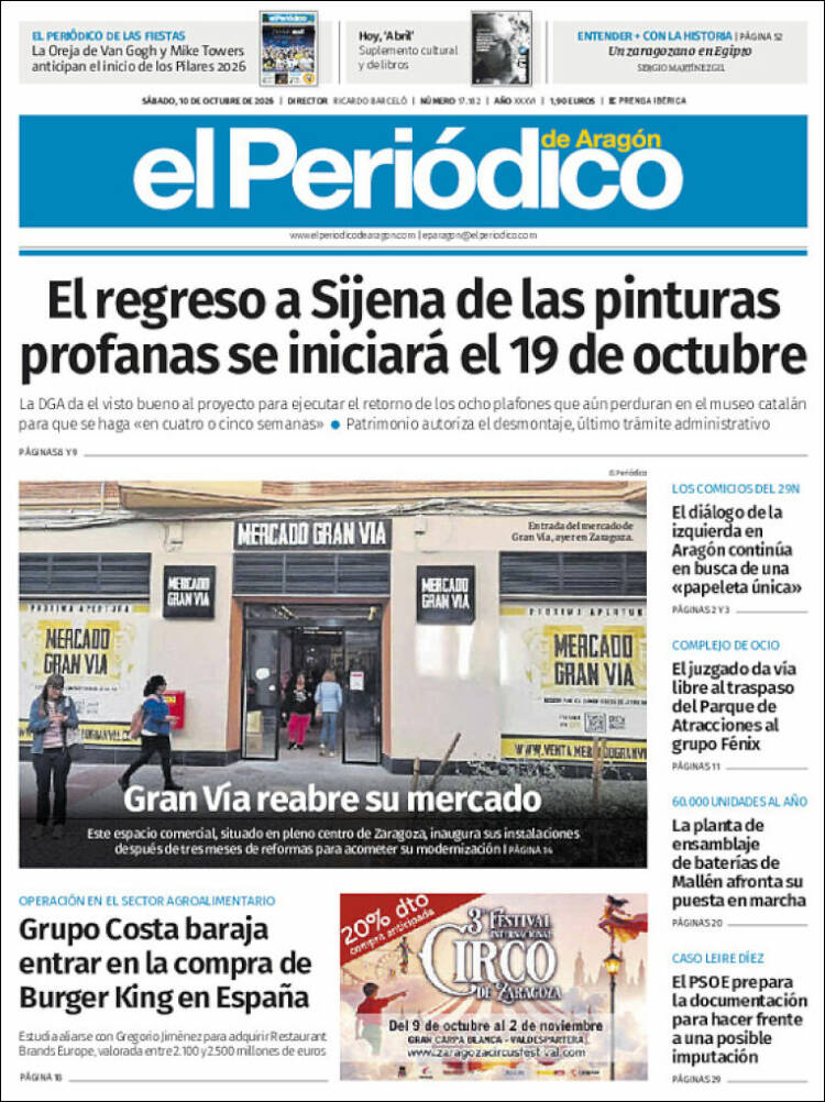 Portada de El Periódico de Aragón (Spain)