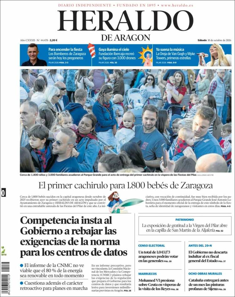 Portada de Heraldo de Aragón (Espa&ntilde;a)