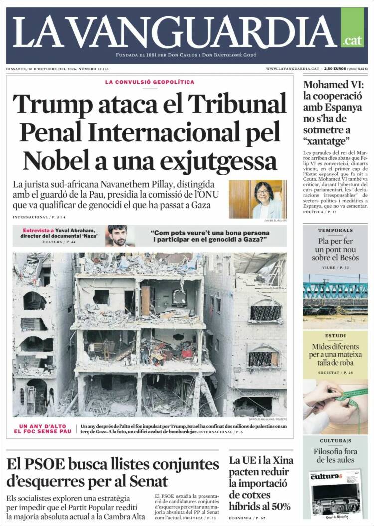 Portada de La Vanguardia (Espa&ntilde;a)