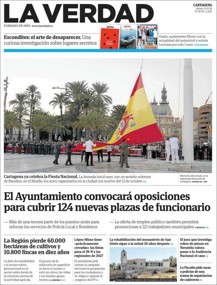 Portada de La Verdad de Cartagena (Espa&ntilde;a)