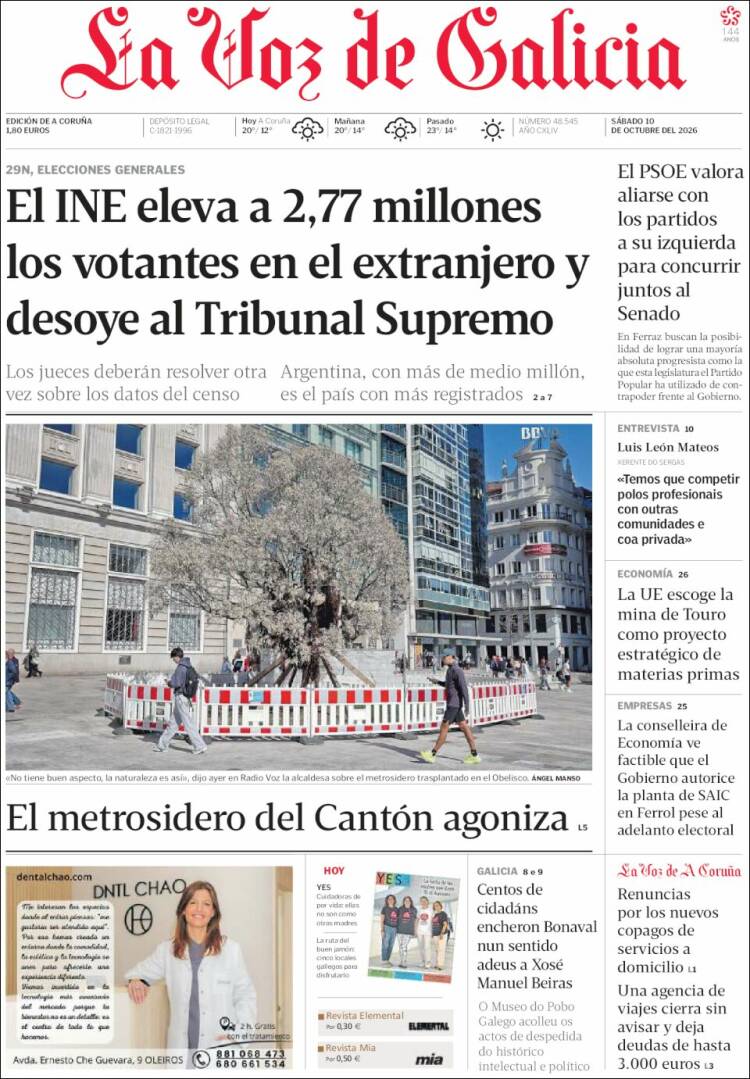 Portada de La Voz de Galicia (Espa&ntilde;a)