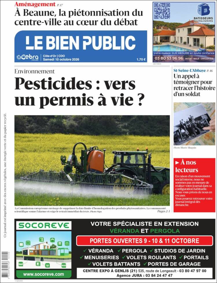 Portada de Le Bien Public (Francia)