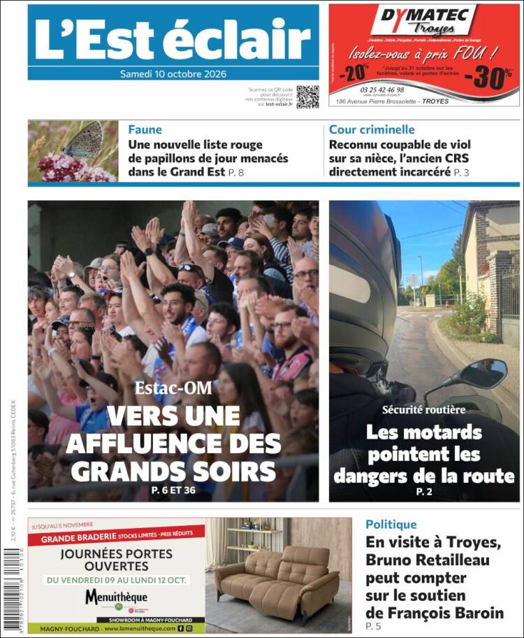 Portada de L'Est Eclair (Francia)