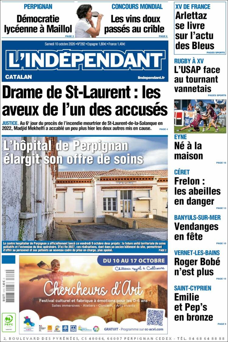 Portada de Le Indépendant (Francia)