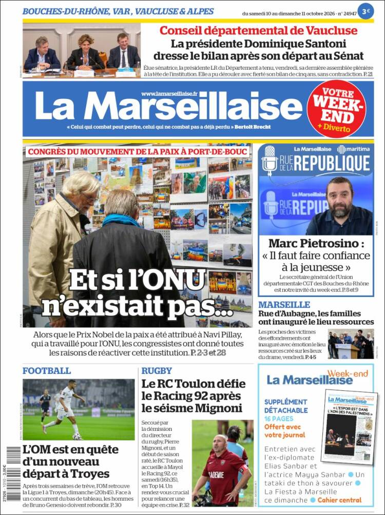 Portada de La Marseillaise (Francia)
