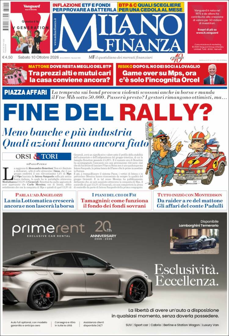 Portada de Milano Finanza (Italia)