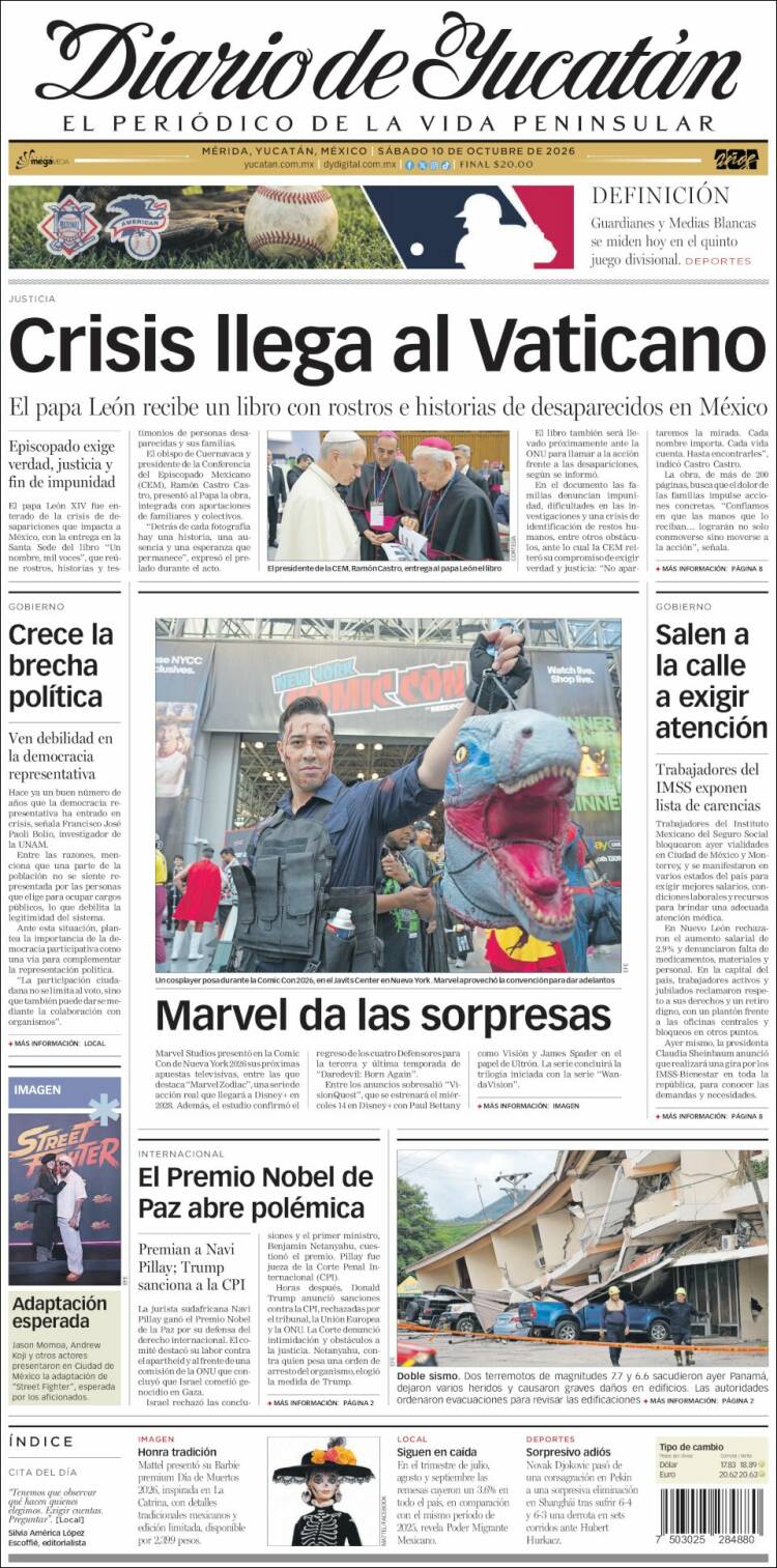 Portada de Diario de Yucatán (M&eacute;xico)