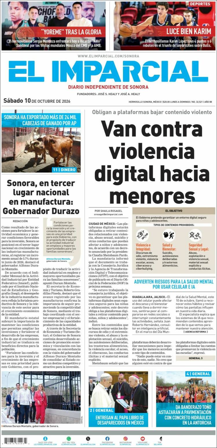 Portada de El Imparcial (M&eacute;xico)