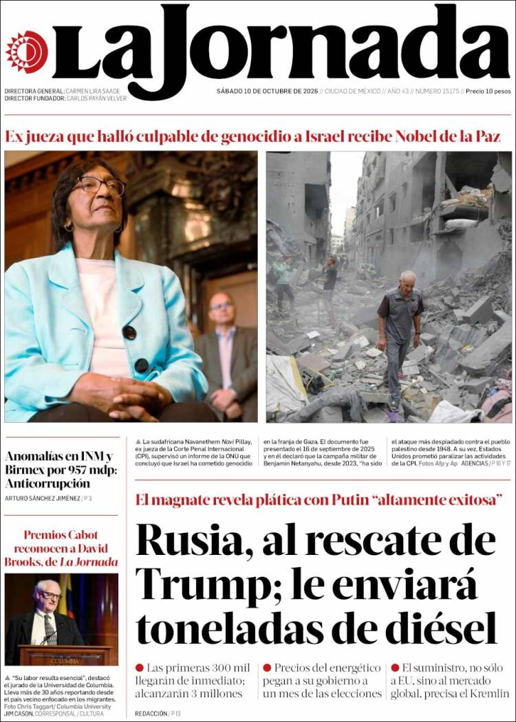 Portada de La Jornada (M&eacute;xico)
