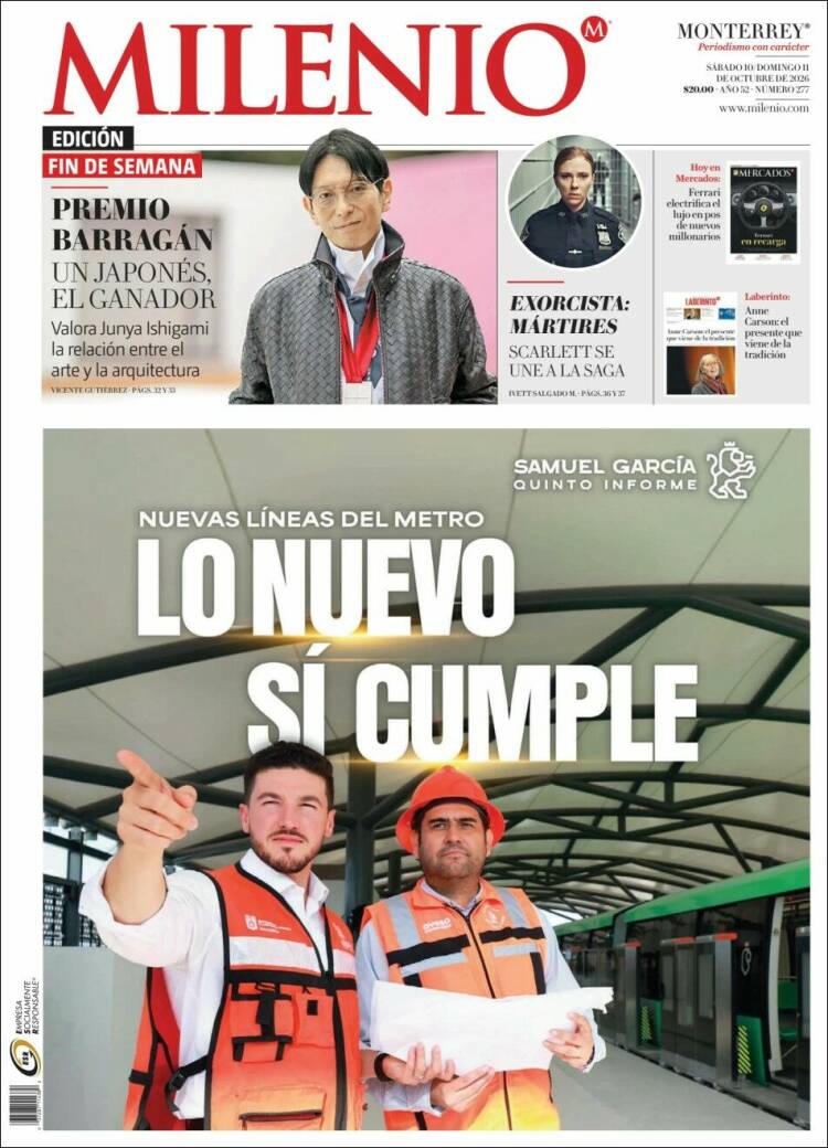 Portada de Milenio de Monterrey (M&eacute;xico)