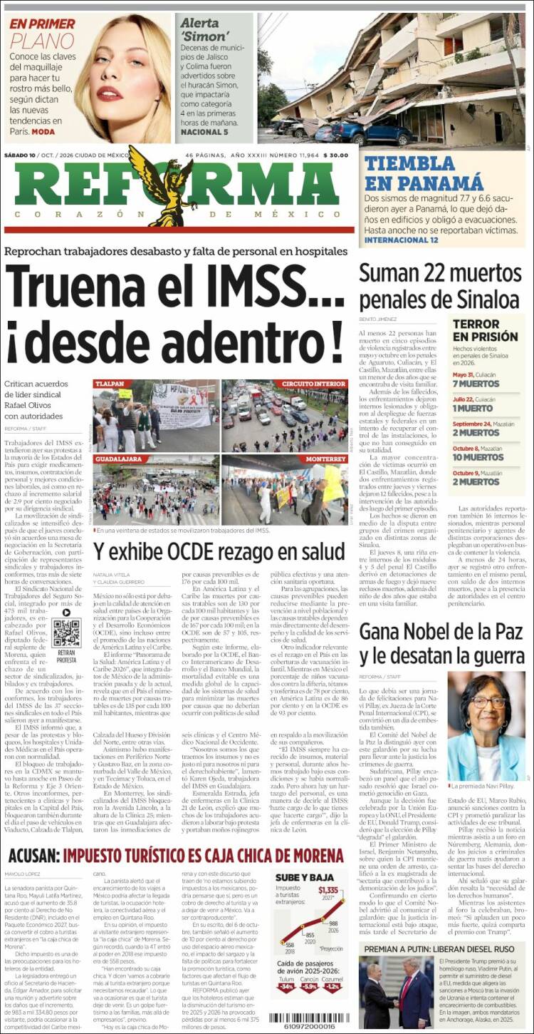 Portada de Reforma (M&eacute;xico)