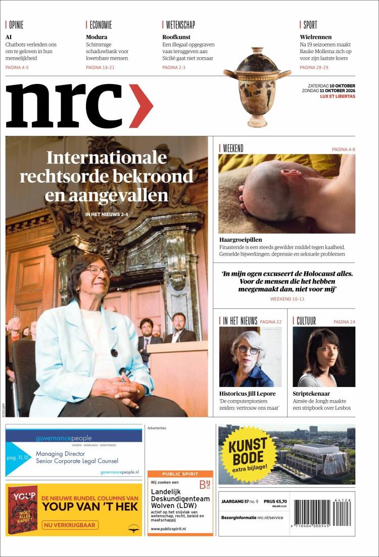 Portada de NRC Handelsblad (Pa&iacute;ses Bajos)