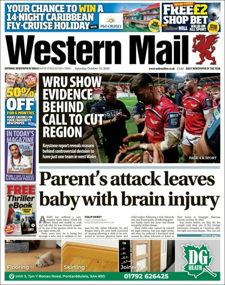 Portada de Western Mail (Reino Unido)