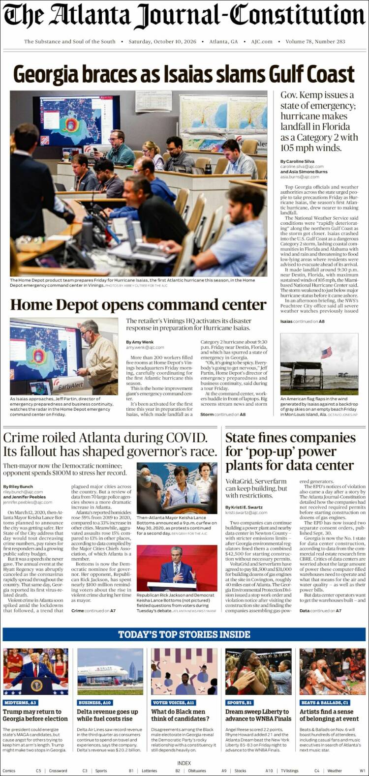 Portada de The Atlanta Journal-Constitution (USA)