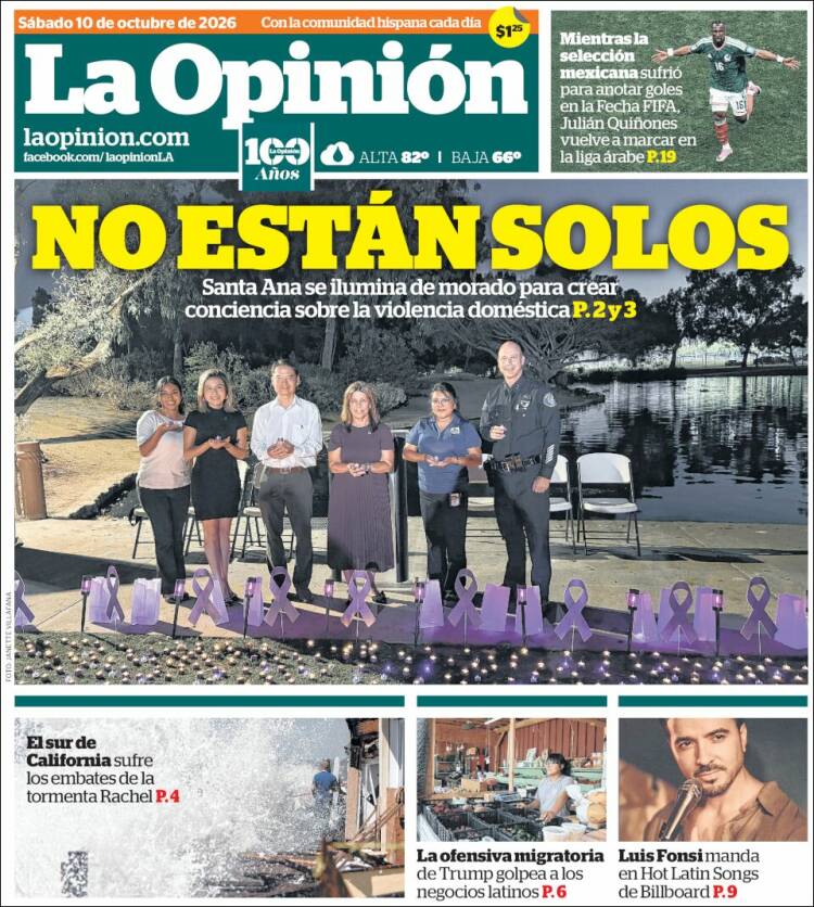 Portada de La Opinión (USA)
