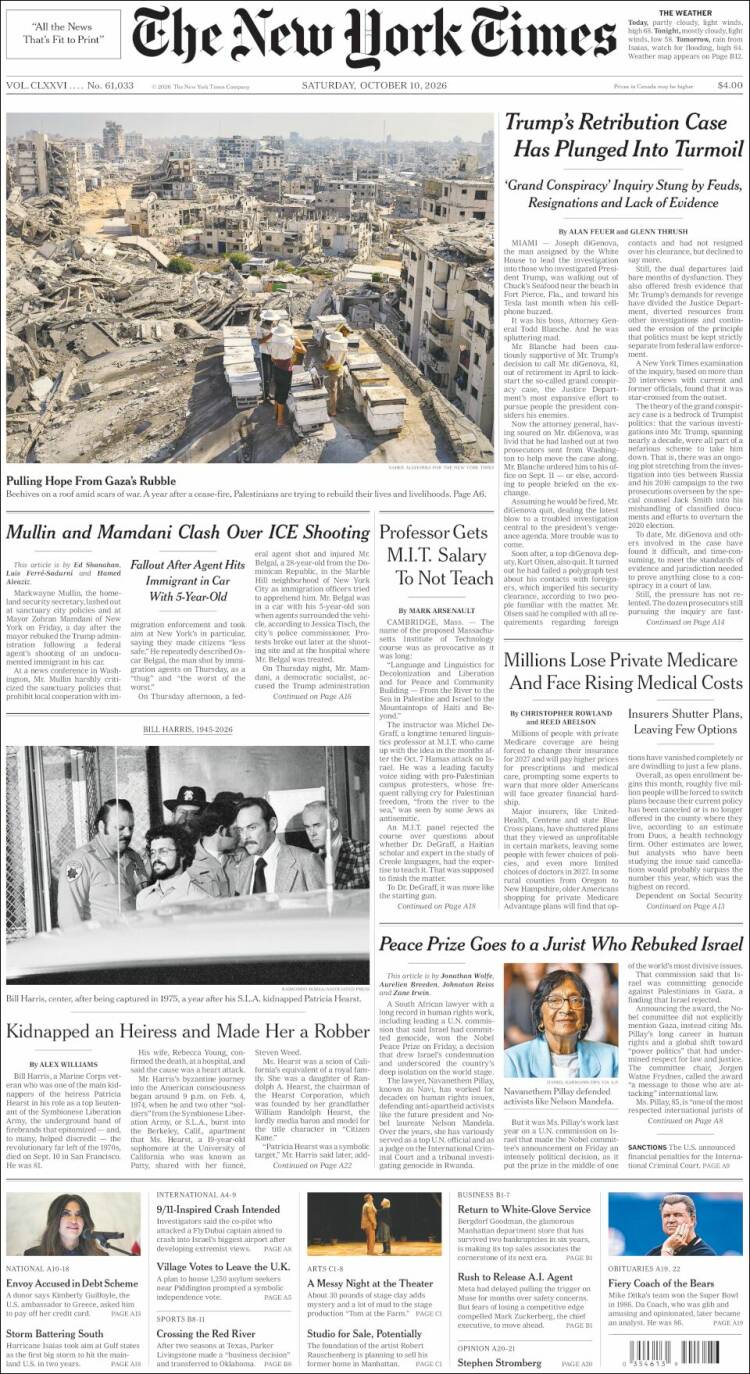 Portada de New York Times (USA)