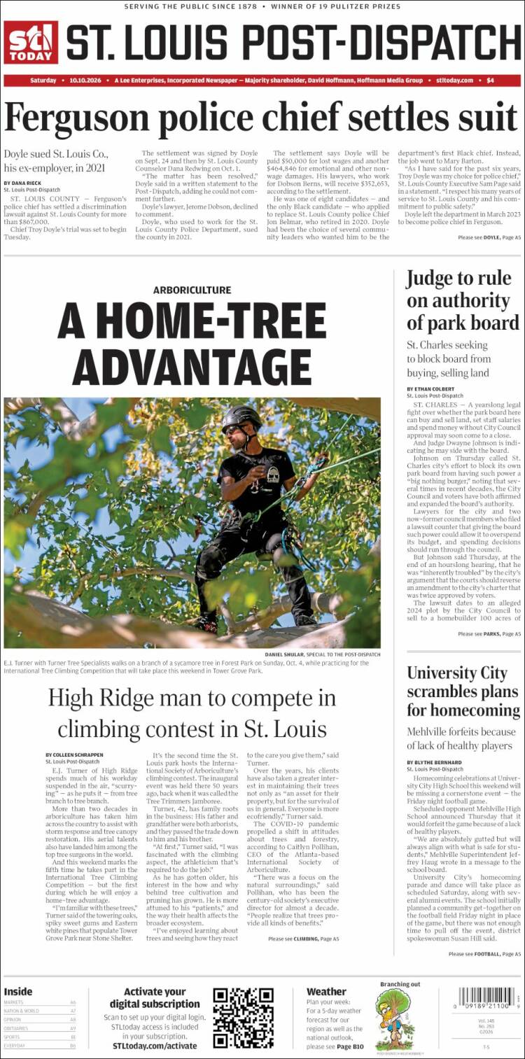 Portada de St. Louis Post-Dispatch (USA)