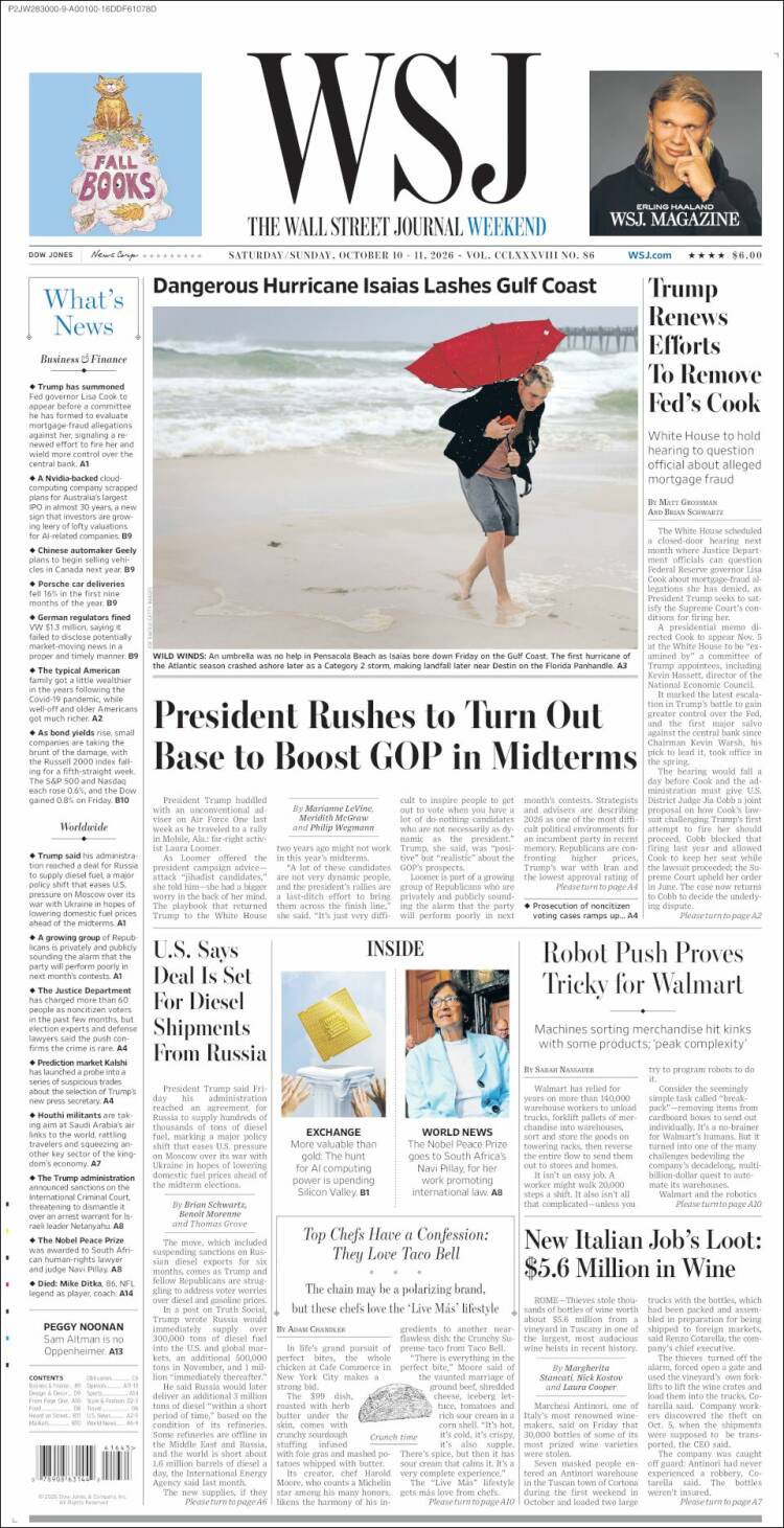 Portada de Wall Street Journal (USA)