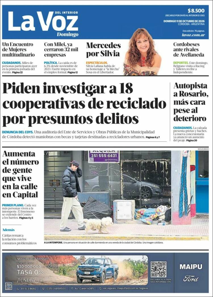 Portada de La Voz del Interior (Argentina)