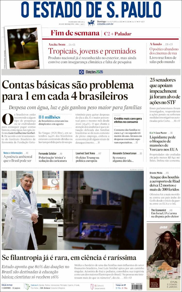 Portada de O Estado de São Paulo (Brasil)
