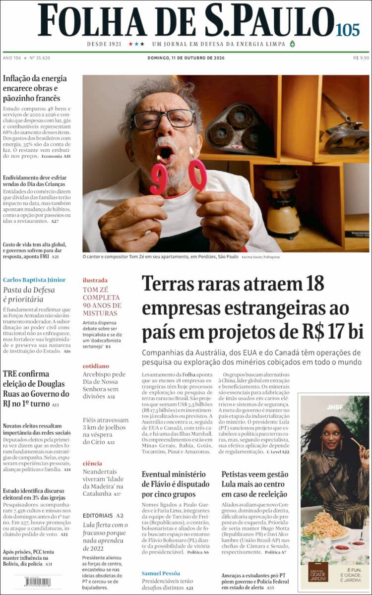 Portada de Folha de São Paulo (Brasil)