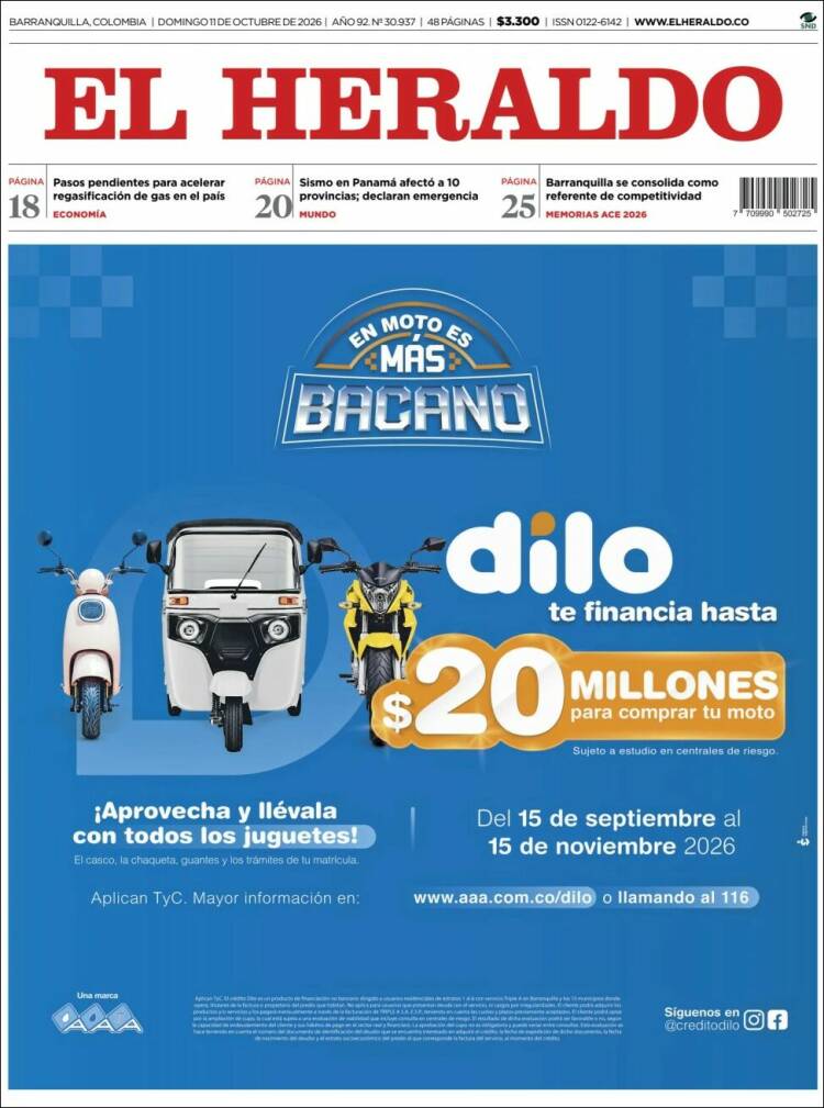 Portada de El Heraldo (Colombia)