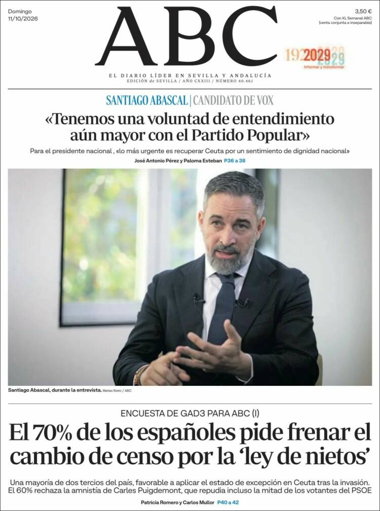 Portada de ABC - Sevilla (Espa&ntilde;a)