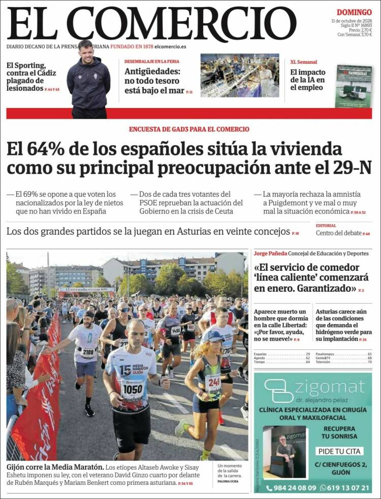 Portada de El Comercio - Gijón (Espa&ntilde;a)