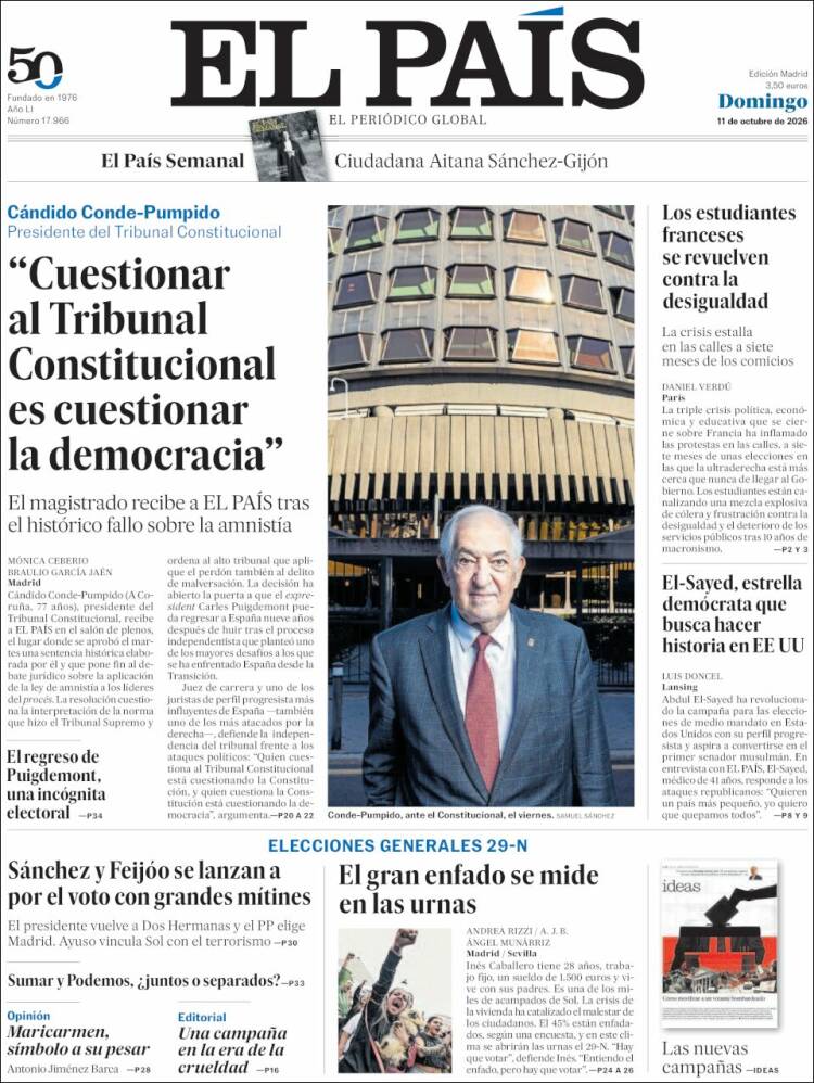 Portada de El País (Espa&ntilde;a)
