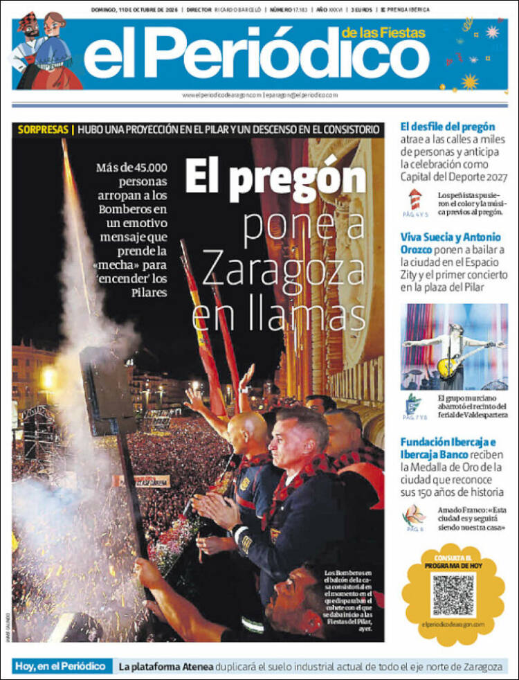 Portada de El Periódico de Aragón (Espa&ntilde;a)