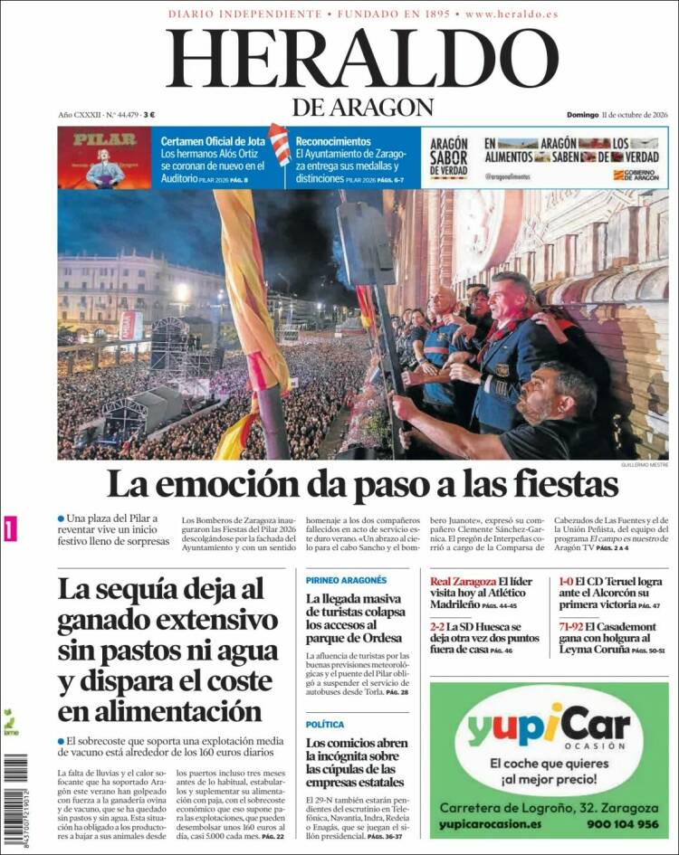 Portada de Heraldo de Aragón (Espa&ntilde;a)