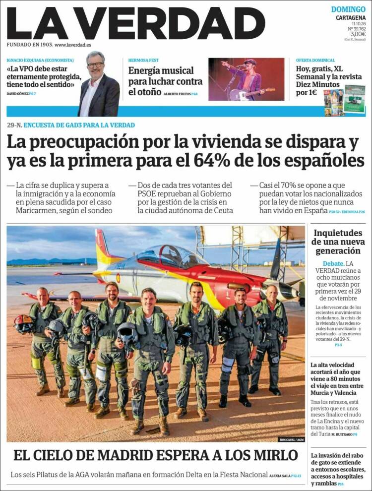 Portada de La Verdad de Cartagena (Espa&ntilde;a)