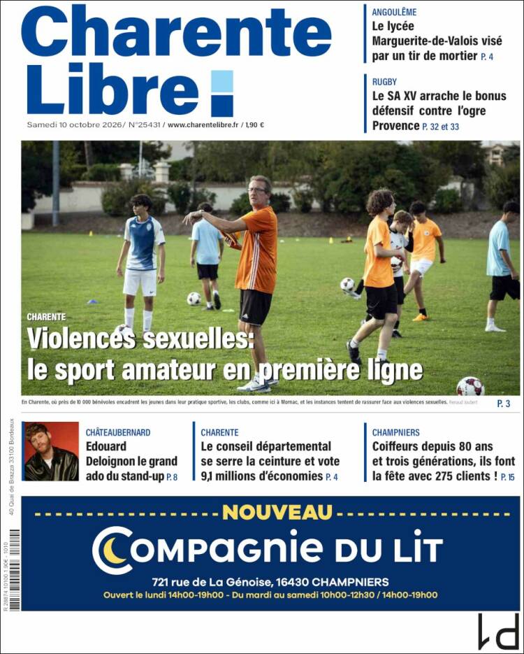 Portada de Charente Libre (Francia)