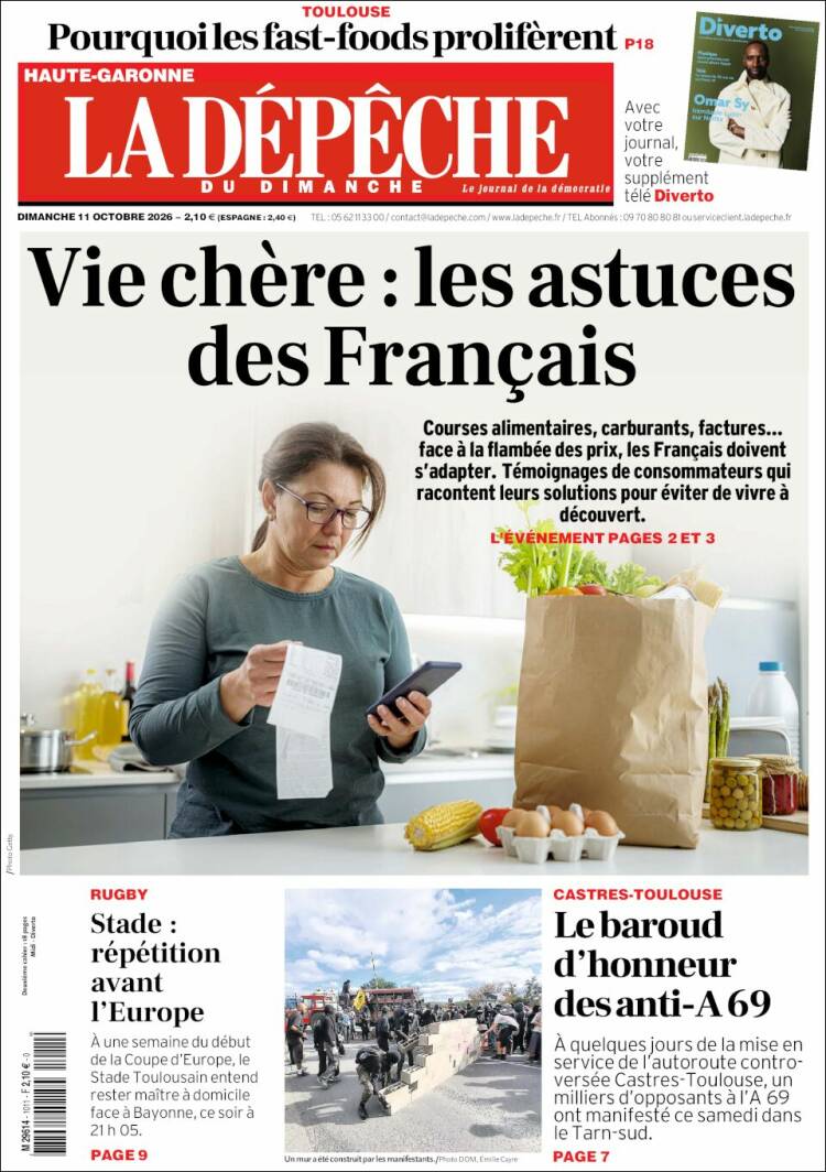 Portada de La Dépêche du Midi (Francia)