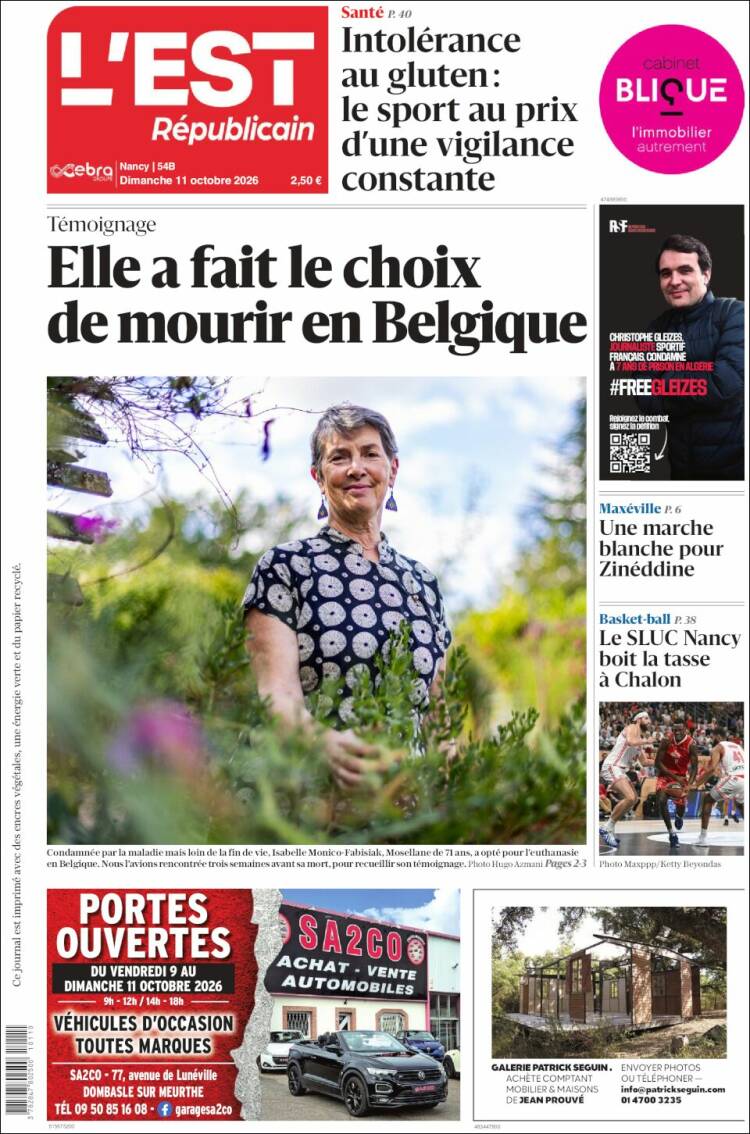 Portada de L'Est Republicain (Francia)