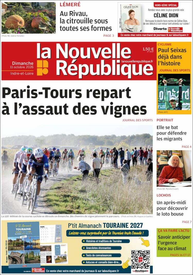 Portada de La Nouvelle Republique (Francia)
