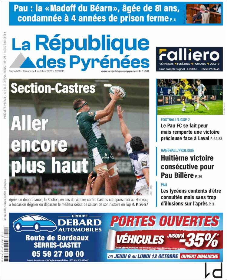 Portada de La République des Pyrénées (Francia)