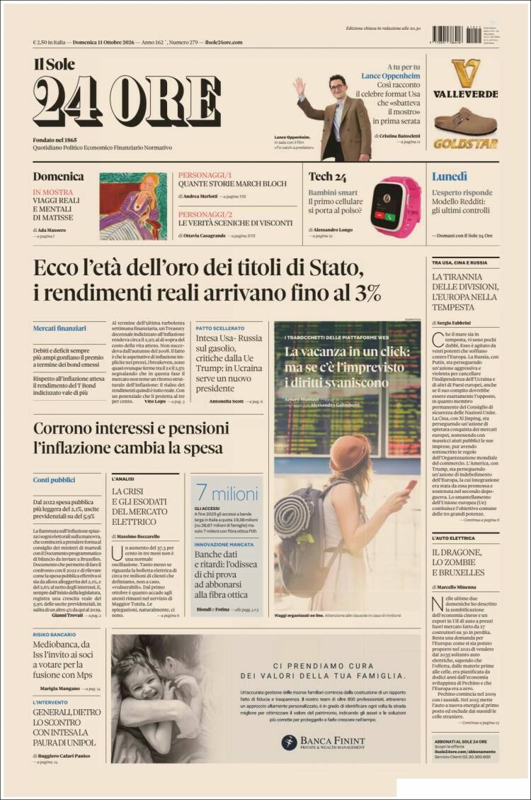 Portada de Il Sole 24 ORE (Italia)