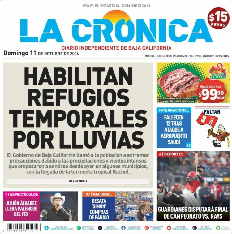 Portada de La Crónica de Baja California (M&eacute;xico)