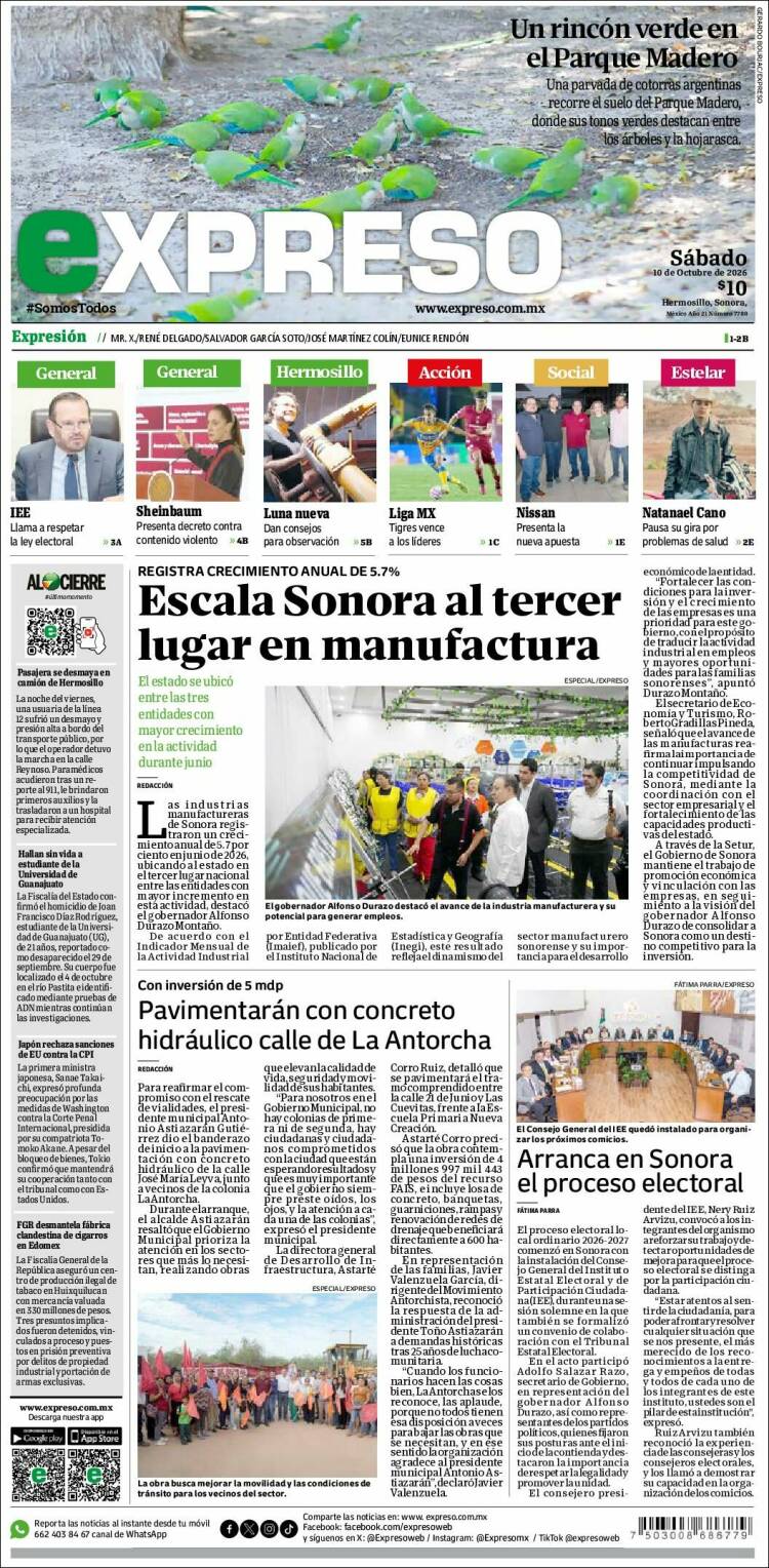 Portada de Expreso (M&eacute;xico)