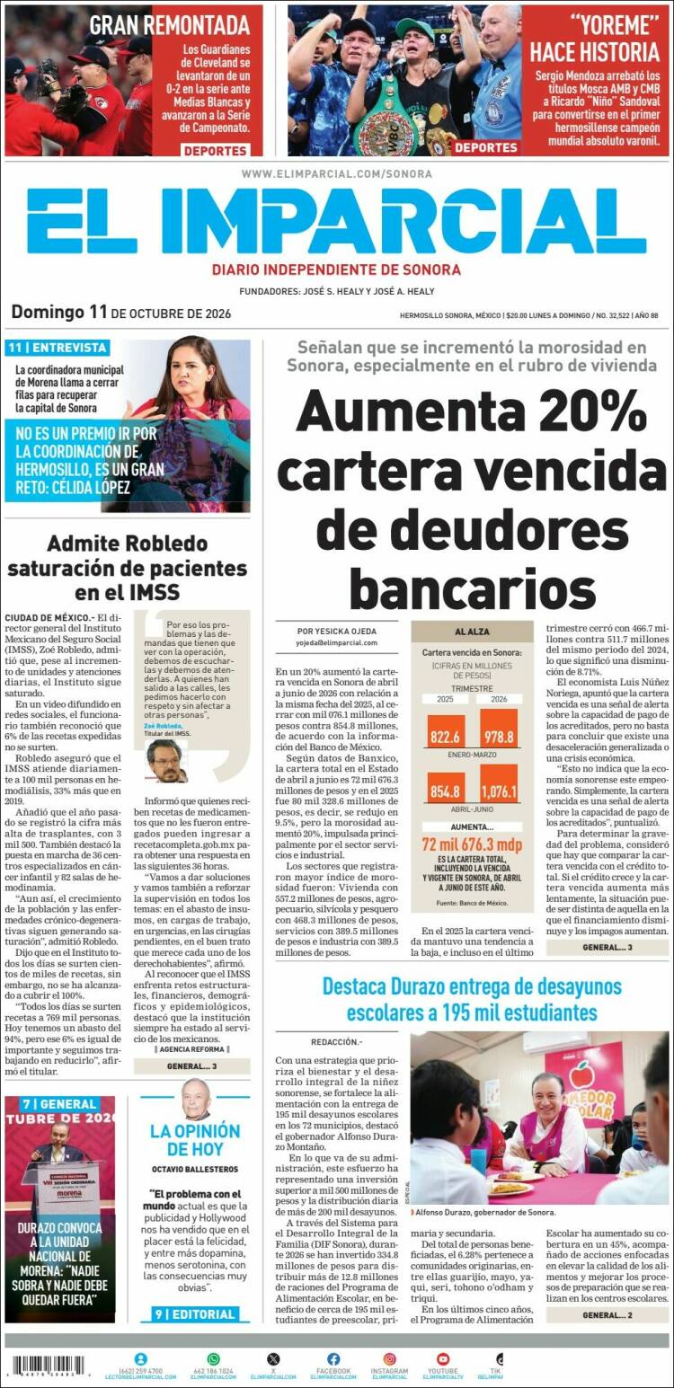 Portada de El Imparcial (M&eacute;xico)