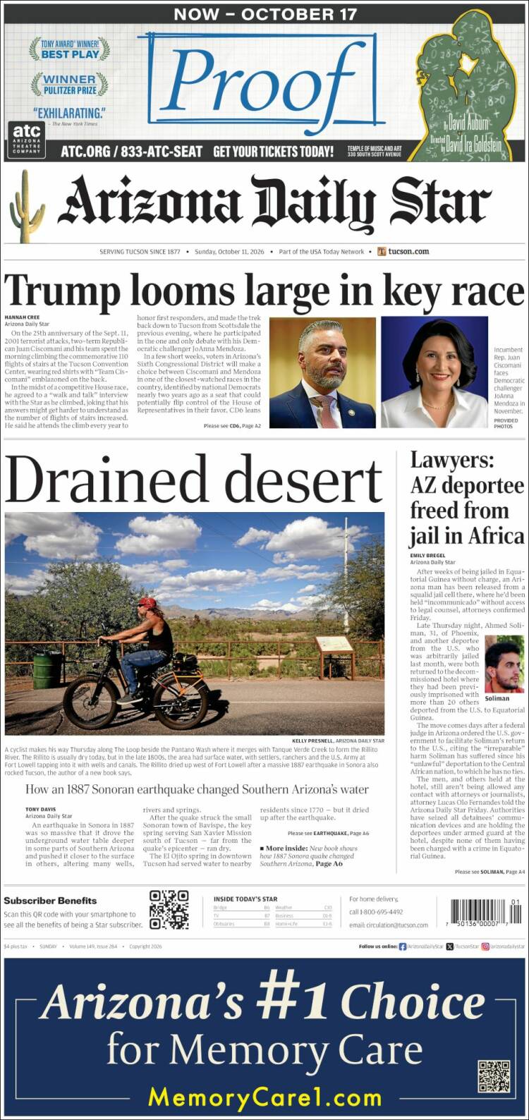 Portada de Arizona Daily Star (USA)