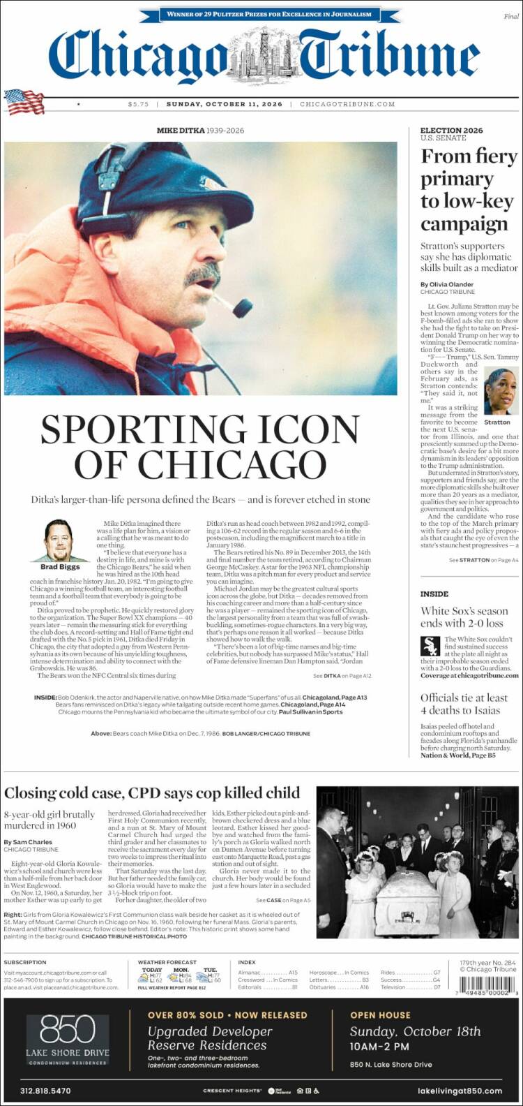 Portada de Chicago Tribune (USA)