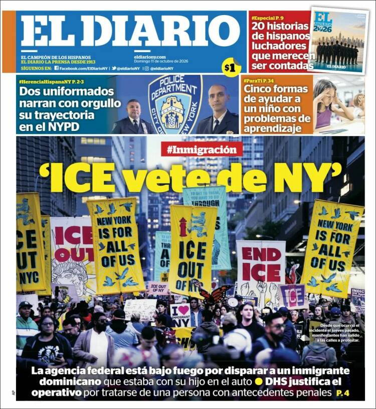 Portada de El Diario NY (USA)