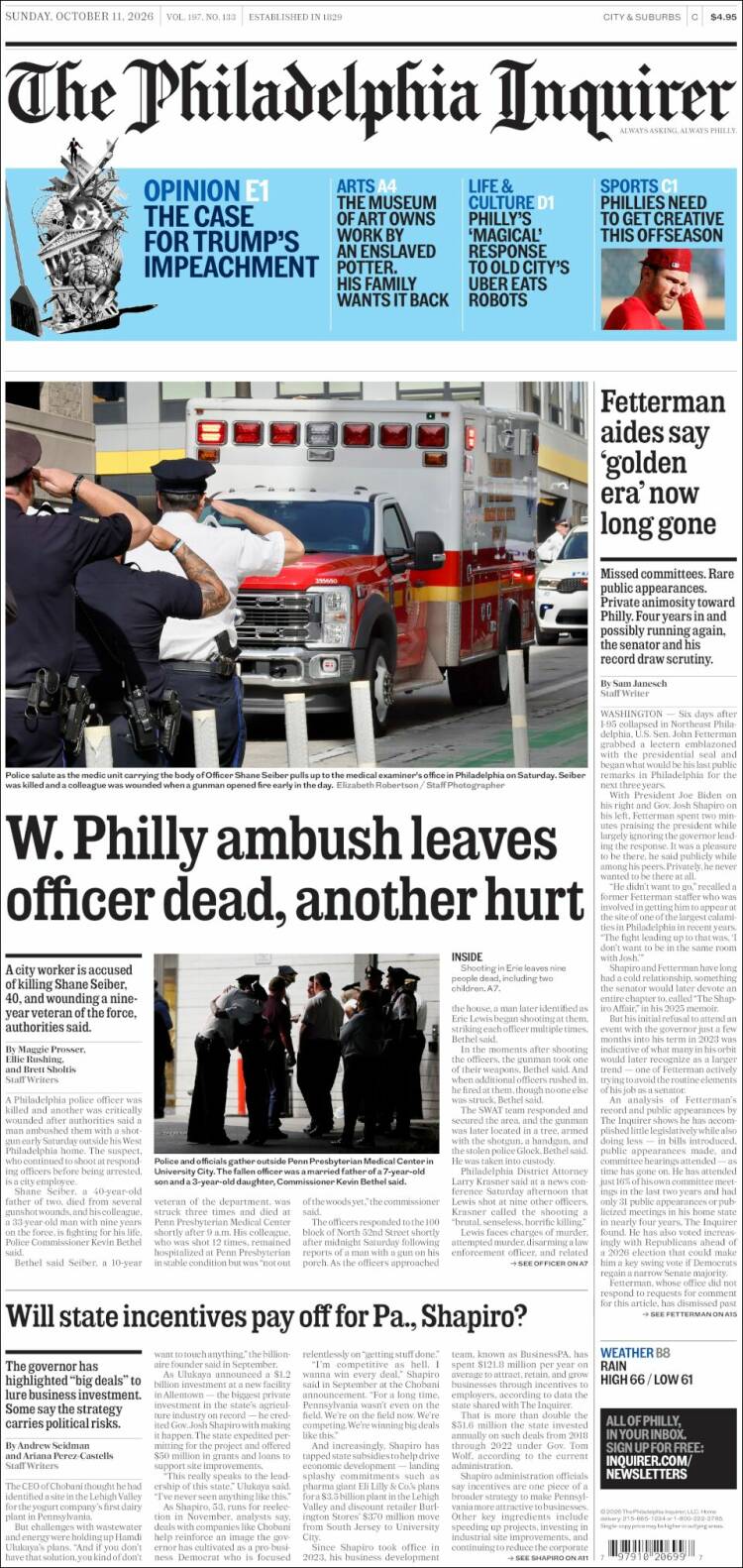 Portada de Philadelphia Inquirer (USA)