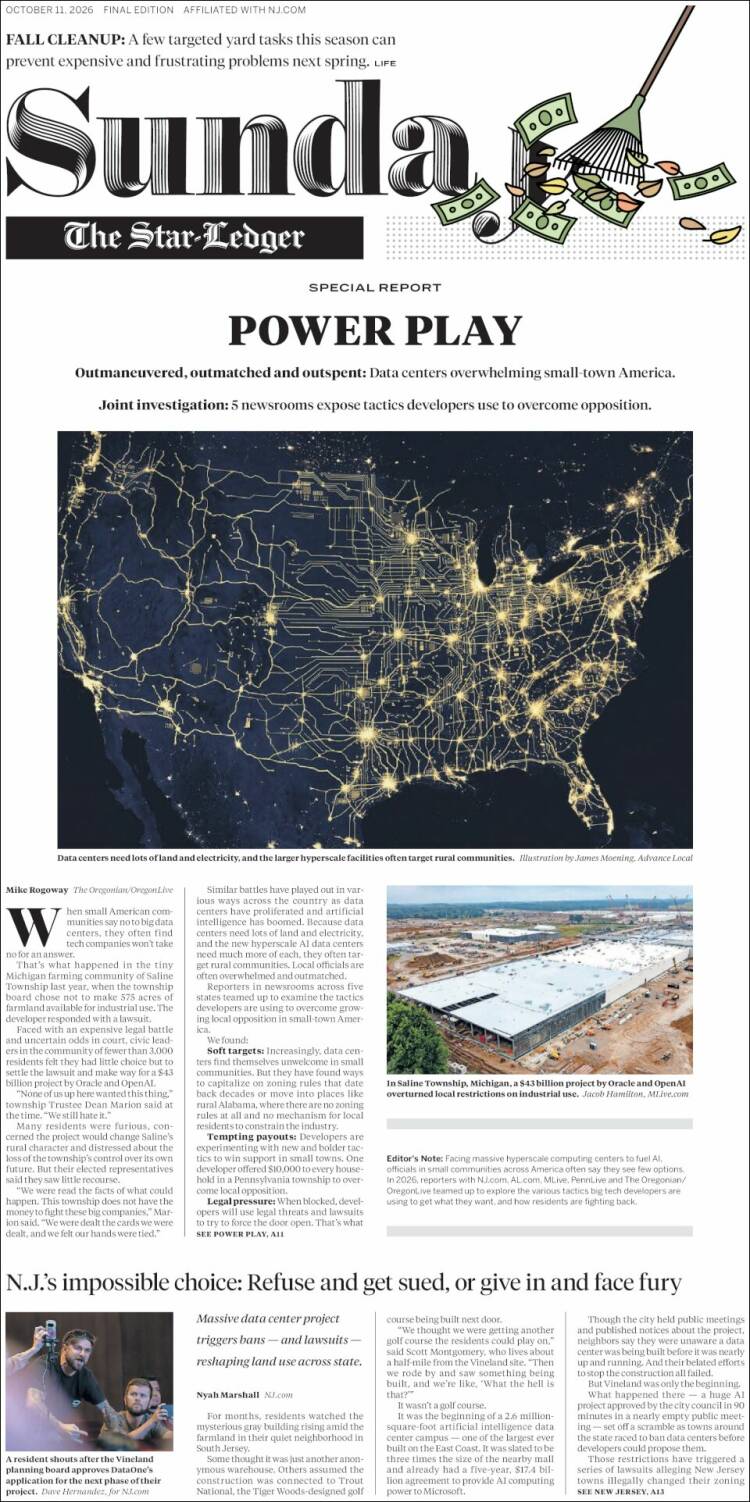 Portada de Star-Ledger (USA)