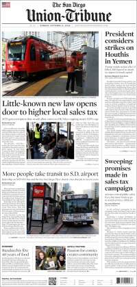 Portada de The San Diego Union-Tribune (&Eacute;tats-Unis)