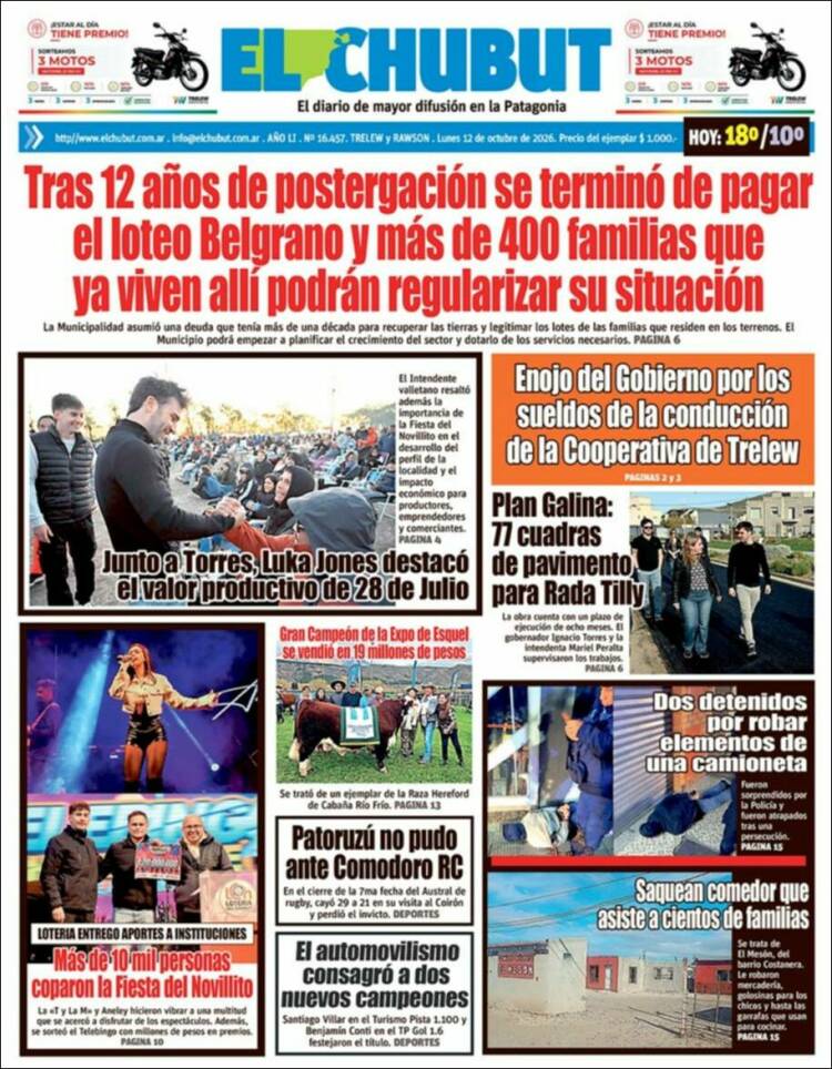 Portada de El Chubut (Argentina)